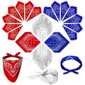 ILHSTY 60 Pcs Women Men Paisley Bandanas Bulk Unisex Bandanas Head Cowboy Scarf Necktie handkerchief Party Supplies - color: Red White Royal Blue