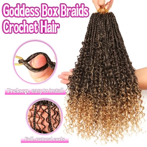 Goddess Boho Box Braids Crochet Hair-8 Packs 18 Inch Crochet Box Braids for Black Women Pre Looped (T27, 18 Inch (Pack of 8)) - color: T27, size: 18 Inch (Pack of 8)