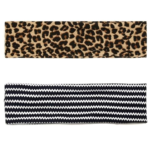 TERSE Cheetah Headbands for Women Short Hair Non Slip Elastic Sweat Hairbands Leopard Print Soft Fabric Hair Bands - color: Headbands Color- Stylish Cheetah Print Set