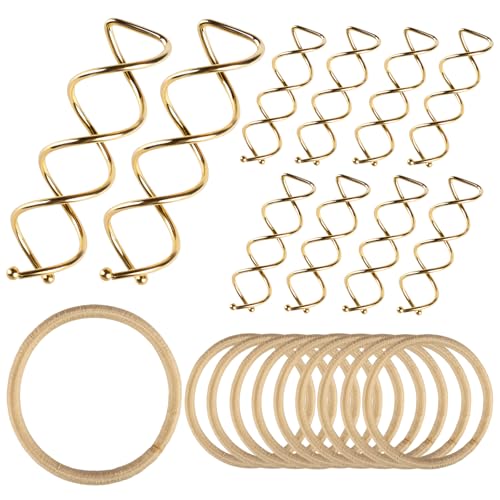 Teenitor 20Pcs Spiral Bobby Pins, Spiral Hair Pins Spin Pins for Hair, Hair Bun Maker, Hair Twist Bobby Pins for Buns Dance Accessories with 10 Hair Ties, Blonde - color: Blonde