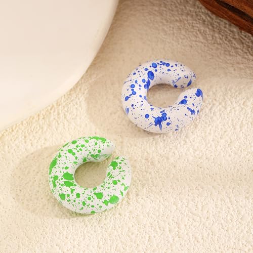 Ear Cuff Earrings for Women Chunky Ear Cuff Colourful Non Pierced Ear Cuff Non Piercing Clip On Cartilage Wrap Cuff Earrings Jewelry Gifts - color: Colours