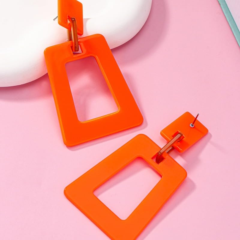 Handmade Unique Hollow Square Acrylic Lightweight Dangle Drop Earrings Chic Geometric Stud Earrings For Women