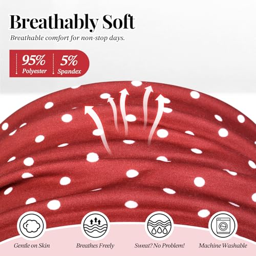 Awumbuk Wide Headbands for Women Knotted No Slip Head Bands Soft Turban Headband Hair Accessories Boho African Solid Color Head Wraps for Women Yoga Workout (Dark red) - color: Dark red
