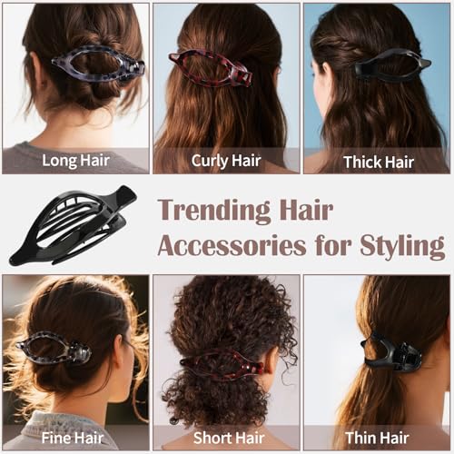 9 Pack Flat Hair Clips for Women, Matte Claw Clips for Thick & Thin Hair (Tortoise) - color: Tortoise-Regular