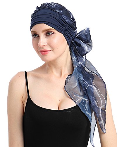Chemo Headwear Turbans for Women Long Hair Head Scarf Headwraps Cancer Hats - color: Flying Leather