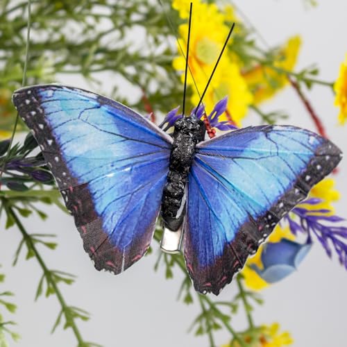 Berfutall-Artificial Feather 3D Butterfly Party Decorations Set of 12 with Clip 12 Color Ornaments for Christmas Tree - color: A Clip