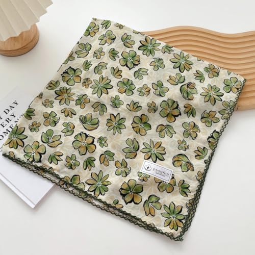Cotton Bandana,Large Bandanas for Women,Head Coverings for Women,Head Scarf Handkerchief, Square Headband 27" x 27" - color: 27-14-petal-green