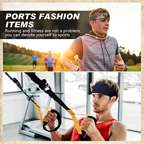 18 Pcs Sports Sweatbands for Men Women Camo Headbands Workout Non Slip Headbands Breathable Head Band Fitness Stretchy Unisex Hairband for Yoga Running Cycling Ball - color: Colorful