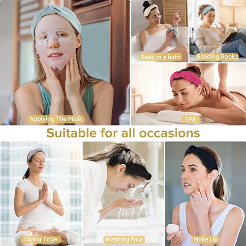 DiyJibb Headbands for Women Girls - 6PCS Stylish Top Knotted Headbands - Knotted Headband for Women - Head Bands Wide Hairband Hair Accessories - color: Navy, peach, apricot, black, gray, light blue