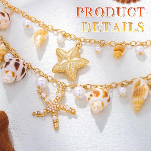 ELABEST Seashell Belt Shell Body Chain Starfish Waist Chain Bikini Beach Belly Chains for Women - style: Starfish-2
