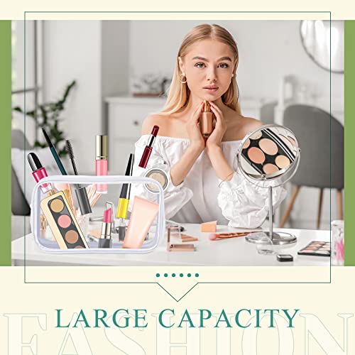 9 Pcs Preppy Clear Makeup Bag DIY Chenille Letter Pouch Large Nylon Makeup Bag Travel Toiletry Zipper Cosmetic Organizer Pouch PVC Bags for Women, 9.5 x 5.1 x 2.8 Inch(Colorful) - color: Colorful