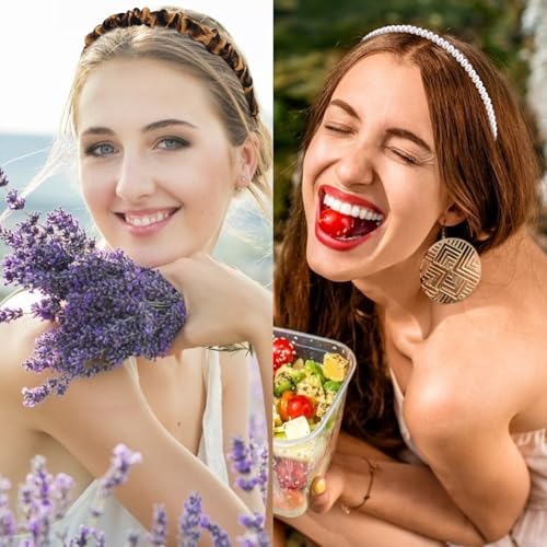 VELSCRUN Headbands for Women 7 Pcs Different Dark Leopard Color Knotted Solid Pearl Head Bands Non Slip Hair Band Stuff for Teen Girls Womens Trendy Fashion Diademas Para Mujer Hair Accessories - color: Dark Leopard Color