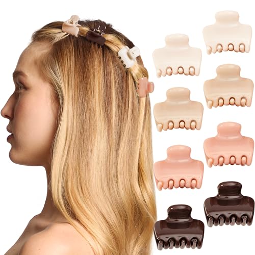 Kitsch Small Hair Clips for Women and Girls – Mini Claw Clips – Hair Accessories – Daily Styling, Recycled | Ideal Gifts for Women, Rosewood – 8pc Set - color: Rosewood