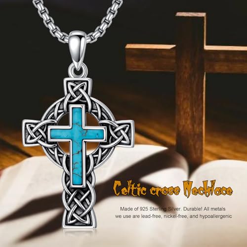 Turquoise Necklaces 925 Sterling Silver Western Necklace Boho Jewelry for Men Women Her Birthday Valentines Day Gifts - style: Mens