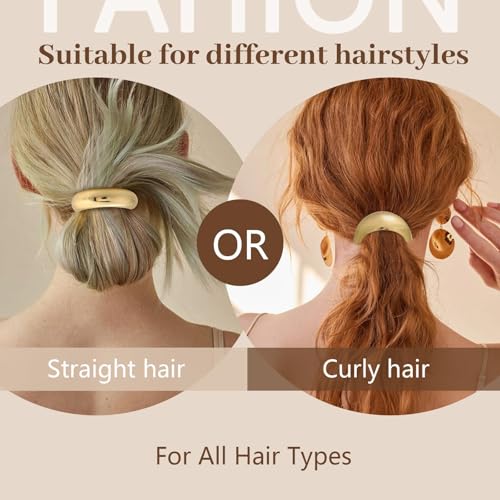 3PCS Gold Hair Ties, Metal Hair Ties for Thick Hair, Elegant Durable Geometric Design, Gold Hair Accessories Stretchy and Non-Damage Ponytail Cuff Holders, 3 Styles in Box Holiday Gifts - color: Gold Set 01