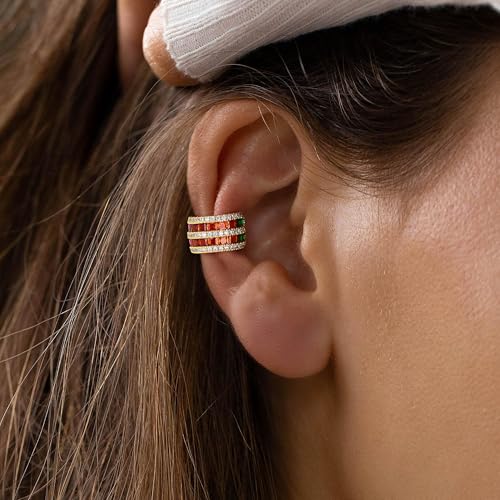 FETTERO Ear Cuff Earrings for Women Non Piercing 14K Gold Plated Ear Cuffs for Non Pierced Ears Clip on Cartilage Earring Ligthweight Fake Earrings | Single - style: 2Lines