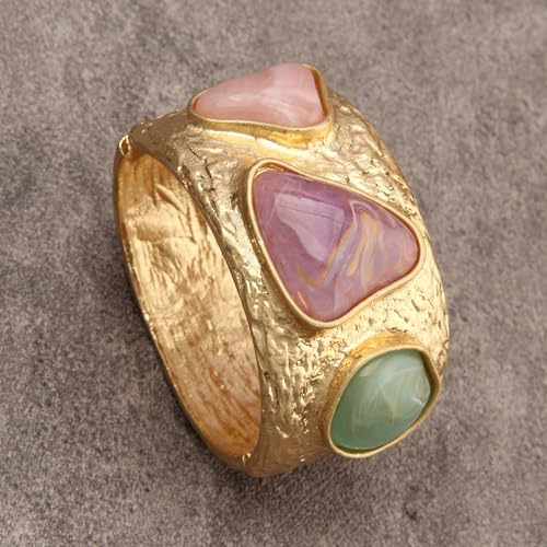 Gold Cuff Bracelet for Women Silver Beaded Bracelets Open Bangle Stackable Stretch Bead Bracelet Boho Jewelry Gifts for Wife Couple - style: Colorful Stone Bracelets