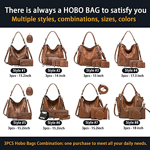 lapsting Hobo Bags for Women Handbags Purse Ladies Boho Shoulder Bag Crossbody Purses Faux Leather - color: 3a - 15.2inch Brown - Gold Hardware