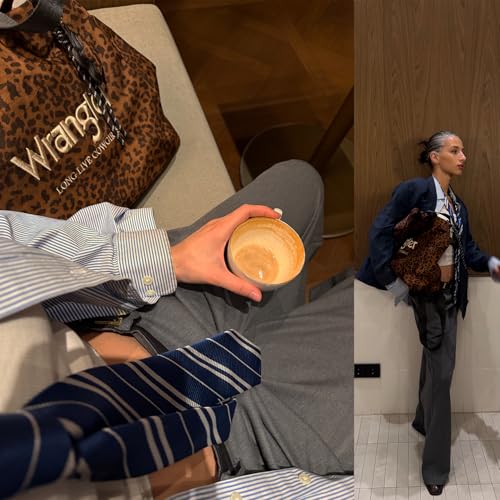 Montana West Wrangler Large Tote Bag for Women Designer Leopard Print Purse for Travel Work Gym - color: Brown