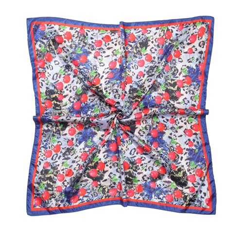 AWAYTR 35” Square Satin Head Scarf Hair Scarf for Women's Hair Silk Bandana for Women Silk Head Wrap for Sleeping - color: Leopard Print Blue