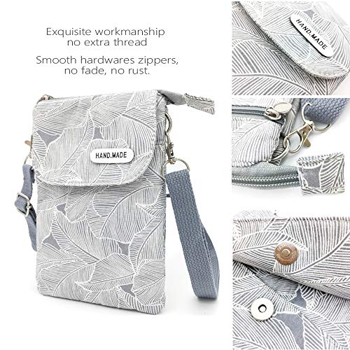Roomy Cell Phone Purse Wallet Canvas Small Crossbody Purse Bags with Shoulder Strap For Women teen girlsl | Roomy - color: Gray