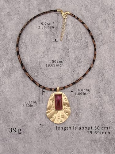 JAOYU Boho Necklace for Women Large Pendant Necklace Boho Long Choker Leather Gold Necklace Vintage Earthy Jewelry Trendy - style: Boho Long Necklace