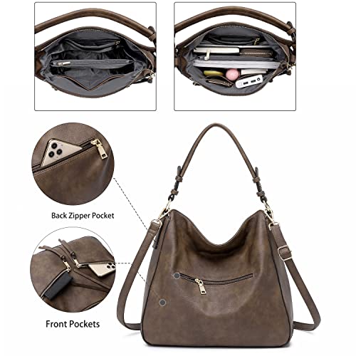 lapsting Hobo Bags for Women Handbags Purse Ladies Boho Shoulder Bag Crossbody Purses Faux Leather - color: A - 15.2inch Coffee - Gold Hardware