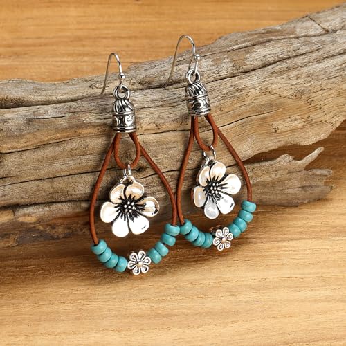 Boho Earrings for Women Trendy Gold Dangle Earrings Vintage Bohemian Indian Country Jewelry Gifts Boho Dress Chic Clothing - color: A6:boho flower earrings