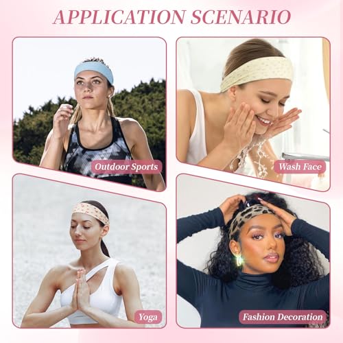 QIUTIMIY Headbands for Women Non Slip - 6 Pack Soft Stretchy Cotton Hair Bands for Women’s Hair – Fashion Sports Headbands for Yoga, Workout, Running, Gym, Daily Wear（Style 3） - color: Style 3