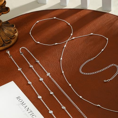 Kyerlyn Body Chain for Women 14K Gold Plated Waist Beads Chain Gold Belly Belt Cuban Layered Body Chains Waterproof Adjustable Sexy Bikini Beach Body Jewelry Daily Belts Gifts for Women 26.5-33Inch - style: Bead+Sequin -SL