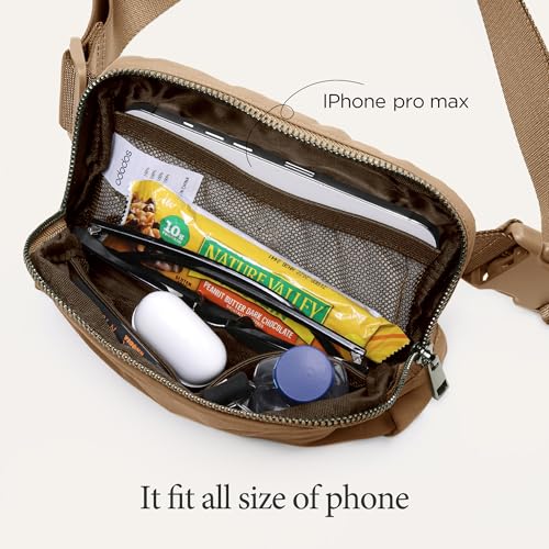 ODODOS Unisex Mini Belt Bag with Adjustable Strap Small Fanny Pack for Workout Running Traveling Hiking, Caramel - color: Caramel