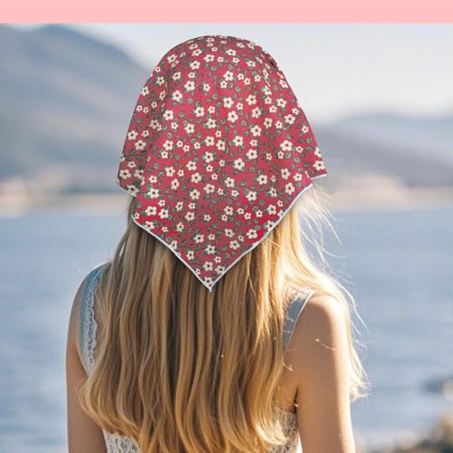 Bandanas for Women Men 21"x21" Floral Headband Scarf Versatile Hair Bandana Square Head Scarf - color: Cute in Pink