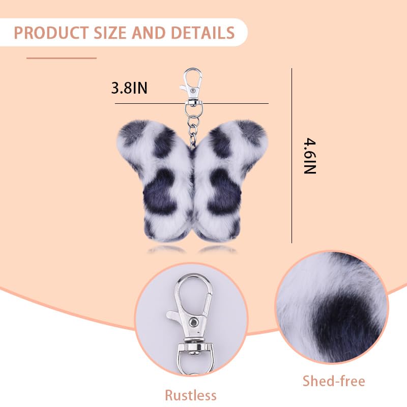 Leopard Faux Fur Keychain for Purse Charms for Handbags Leopard Plush Key Chain for Car Keys - color: Color 11