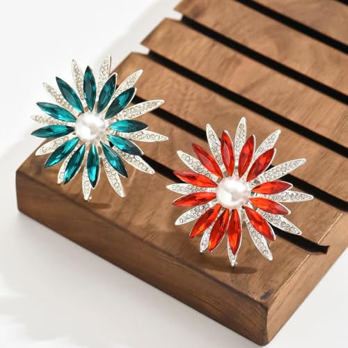 Vintage Rhine Sunflower Ring,Colorful Large Flower Rings Crystal Sunflower Finger Joint Opening Rings Wedding Party Ball Jewelry Accessories for Women - color: Green
