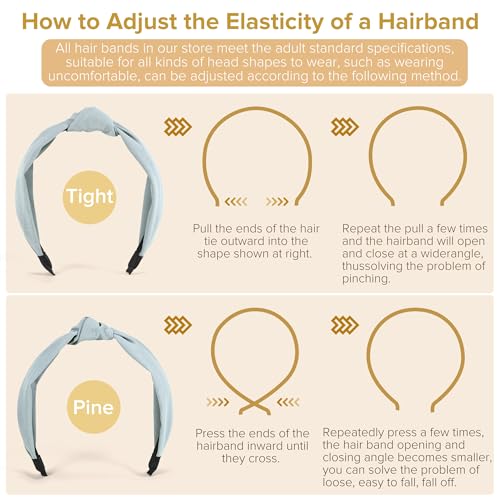 DiyJibb Headbands for Women Girls - 6PCS Stylish Top Knotted Headbands - Knotted Headband for Women - Head Bands Wide Hairband Hair Accessories - color: Navy, peach, apricot, black, gray, light blue