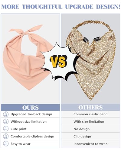 AWAYTR 3Pcs Hair Bandanas Head Kerchief for Women Girls Tie-Back Boho Hair Scarf Headband Bandana Triangle Head Scarf - color: Khaki + Black + Leopard Brown