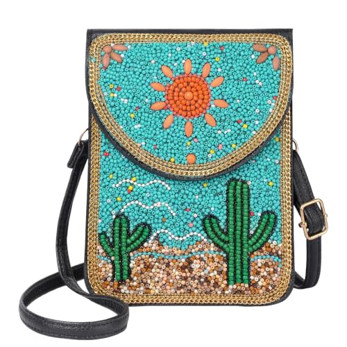 Small Crossbody Bags for Women Designer Cell Phone Bag Boho Shoulder Wallet Purse - color: Cactus
