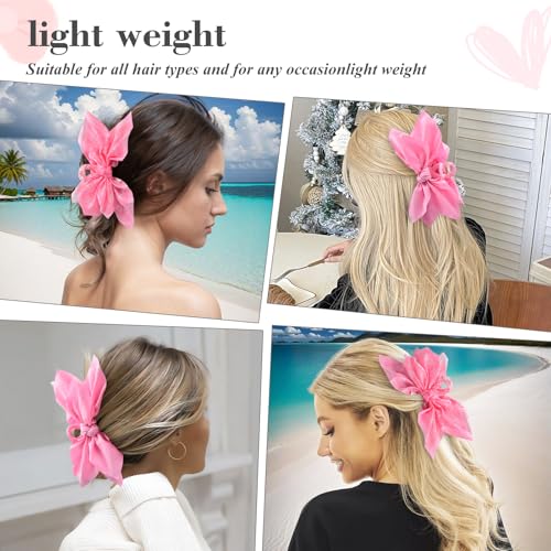 Bow Claw Clips Bow Hair Clips 2PC Pink Big Hair Bows for Women Butterfly Styling Large Hair Clips for Thick Hair for Girls Hair Accessories for Teen - color: 2PC-Pink