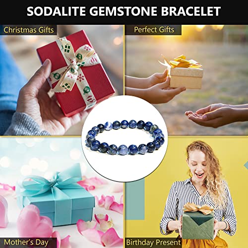 ANAYA AGATE Healing Crystal Bracelet for Women and Men – 8mm Round Beaded Bracelet for Men and Women – Unisex Stretchy Gemstone Bracelet for Healing and Protection - color: Sodalite