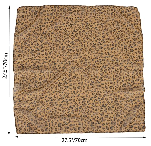 Mealah Lightweight Leopard Print Scarves for Women 27.5 × 27.5 inches Square Elegant Wrap Neck Scarf Feeling Head Scarf - color: Deep Coffee