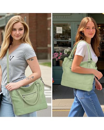 TANTOMI Tote Bag for Women Vegan Leather Purses and Handbags Ladies Waterproof Big Shoulder Bag for Travel - color: Light Green.b
