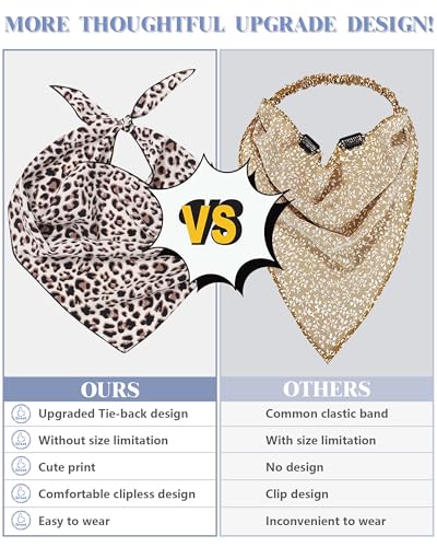 AWAYTR 3Pcs Hair Bandanas Head Kerchief for Women Girls Tie-Back Boho Hair Scarf Headband Bandana Triangle Head Scarf - color: Beige Leopard + Yellow Leopard + Brown