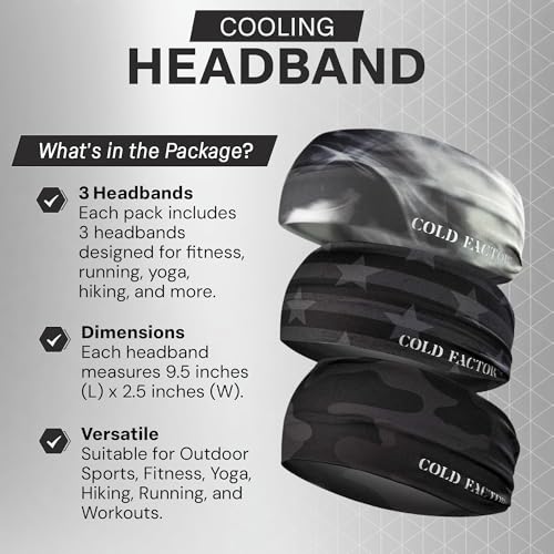COLD FACTOR Cooling Headband for Women and Men – UPF 50+ Advanced Evaporative Comfort, Instant Cooling Sweatband for Outdoor Sports, Fitness, Yoga, Hiking, Running, and Workout - color: Americana