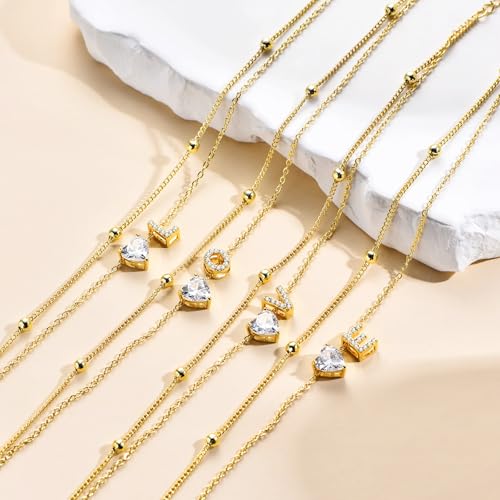Ankle Bracelets for Women Waterproof 14K Gold Plated CZ Initial Anklet for Women Dainty Layered Letter Heart Ankle Bracelets Handmade Adjustable Foot Chain Anklet Summer Beach Jewelry - color: gold O