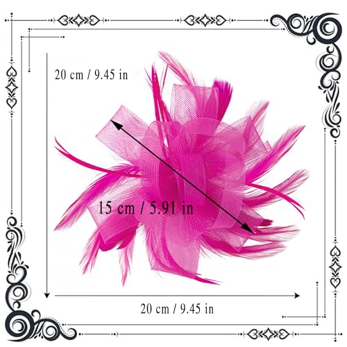 dressfan Womens Fascinator Hat Headpiece 20s Vintage Wedding Hair Accessories for Derby/Wedding/Cocktail/Tea Party - color: Fushia