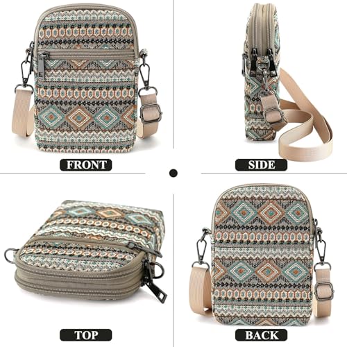 RFID Crossbody Bags For Women Travel, Small Cell Phone Purse - color: Geometry/Jacquard
