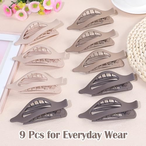 9 Pack Flat Hair Clips for Women, Matte Claw Clips for Thick & Thin Hair, Suitable for Driving (Beige,Light Beige,Taupe) - color: Beige/Light Beige/Taupe-Regular