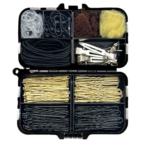 Hair Accessories Kit, Bobby Pins Set with Storage Box, Dance Competition Essentials Hair Styling Kit for Women Travel Ballet Updo Hairstyles(Black) - color: Black