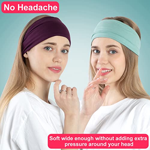 RITOPER Workout Wide Headbands for Women Non Slip, Super Soft Yoga Running Exercise Head Bands, Elastic Sweat Band Hair Bands for Women's Hair, Womens Solid Headband Hair Wrap - color: momao-6-solid