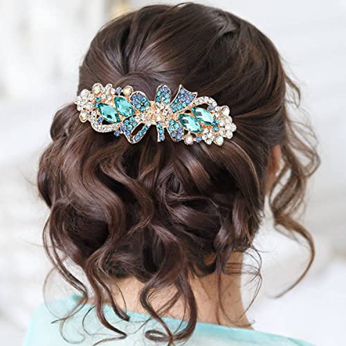 inSowni 4 Pack Luxury Glitter Sparkly Jeweled Gems Korean Decorative Crystal Rhinestone Flower Strong Metal French Barrettes Snap Alligator Hair Clips Headpieces Accessories for Women Girls - color: 4pcs Set F